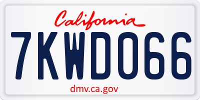 CA license plate 7KWD066