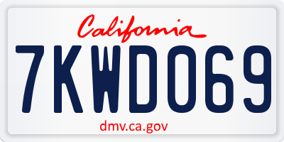 CA license plate 7KWD069