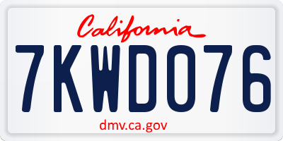 CA license plate 7KWD076