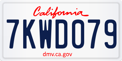 CA license plate 7KWD079