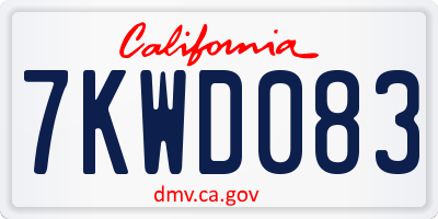 CA license plate 7KWD083