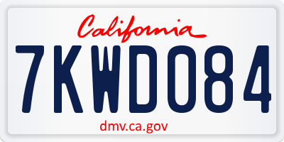 CA license plate 7KWD084
