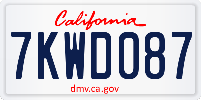 CA license plate 7KWD087
