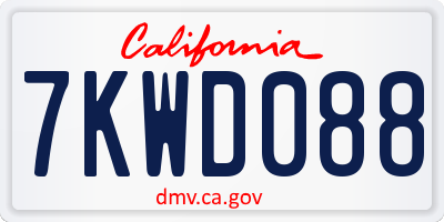 CA license plate 7KWD088