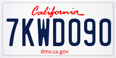 CA license plate 7KWD090