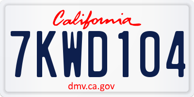 CA license plate 7KWD104