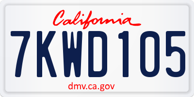 CA license plate 7KWD105