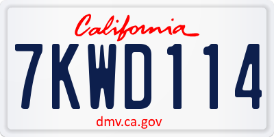 CA license plate 7KWD114