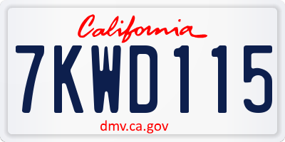 CA license plate 7KWD115