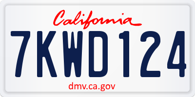 CA license plate 7KWD124