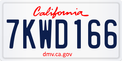 CA license plate 7KWD166