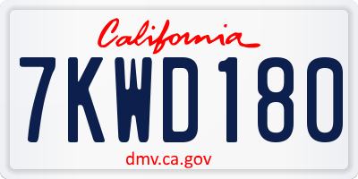 CA license plate 7KWD180