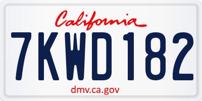 CA license plate 7KWD182
