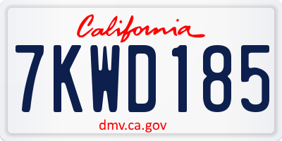 CA license plate 7KWD185