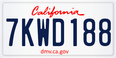 CA license plate 7KWD188