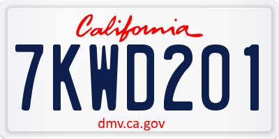 CA license plate 7KWD201