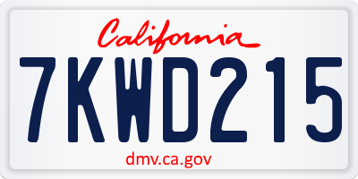 CA license plate 7KWD215