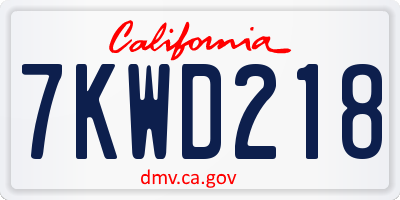 CA license plate 7KWD218