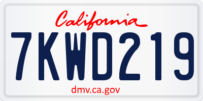 CA license plate 7KWD219