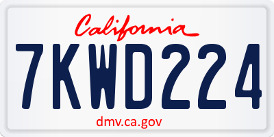 CA license plate 7KWD224