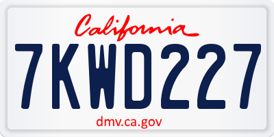 CA license plate 7KWD227