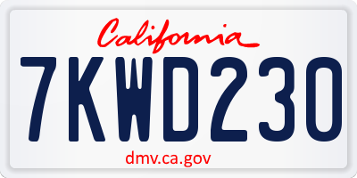 CA license plate 7KWD230