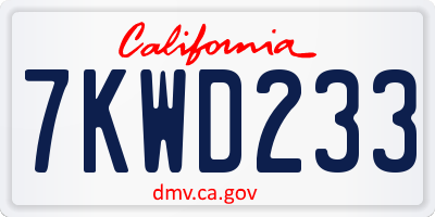 CA license plate 7KWD233