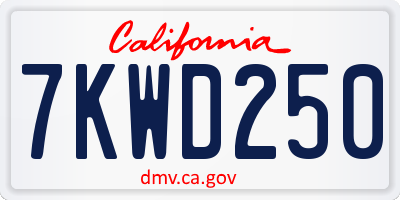 CA license plate 7KWD250