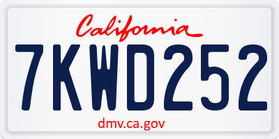 CA license plate 7KWD252