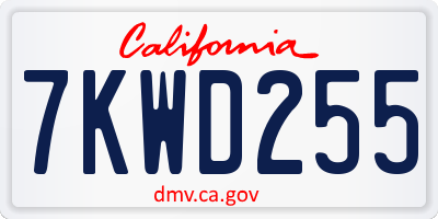 CA license plate 7KWD255