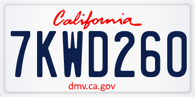 CA license plate 7KWD260