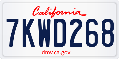 CA license plate 7KWD268
