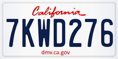 CA license plate 7KWD276