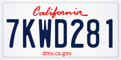 CA license plate 7KWD281