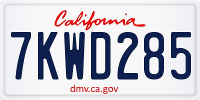 CA license plate 7KWD285