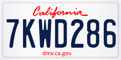 CA license plate 7KWD286