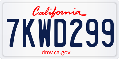 CA license plate 7KWD299