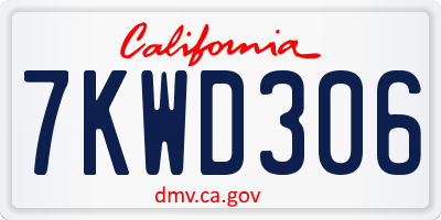 CA license plate 7KWD306