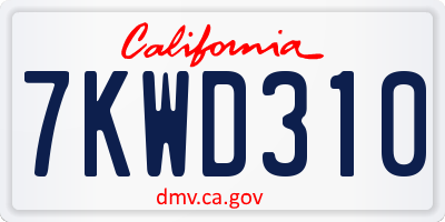 CA license plate 7KWD310