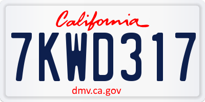 CA license plate 7KWD317