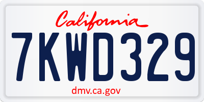 CA license plate 7KWD329