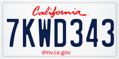 CA license plate 7KWD343