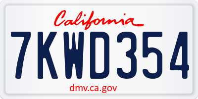 CA license plate 7KWD354