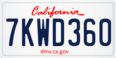CA license plate 7KWD360