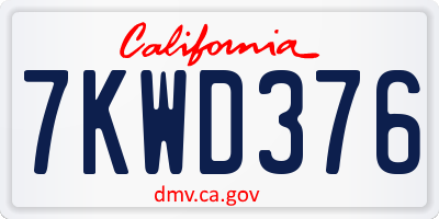 CA license plate 7KWD376