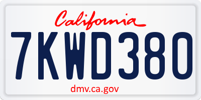 CA license plate 7KWD380