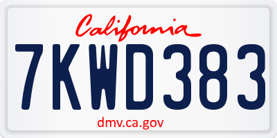 CA license plate 7KWD383