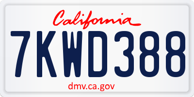 CA license plate 7KWD388