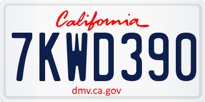CA license plate 7KWD390