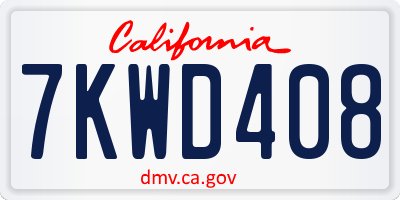 CA license plate 7KWD408